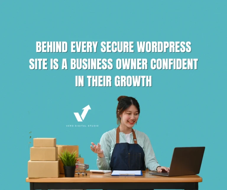 Small business owner reviewing secure WordPress website analytics after professional WordPress support