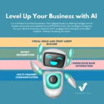 GoHighLevel AI Studio agent dashboard showing 4 major benefits: drag-and-drop builder, intent recognition, knowledge base integration, and multi-channel communication for service businesses